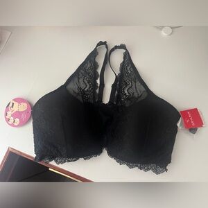 NWT Spanx Undie-tectable Four Play Convertible Bra Black Padded Front Clasp L